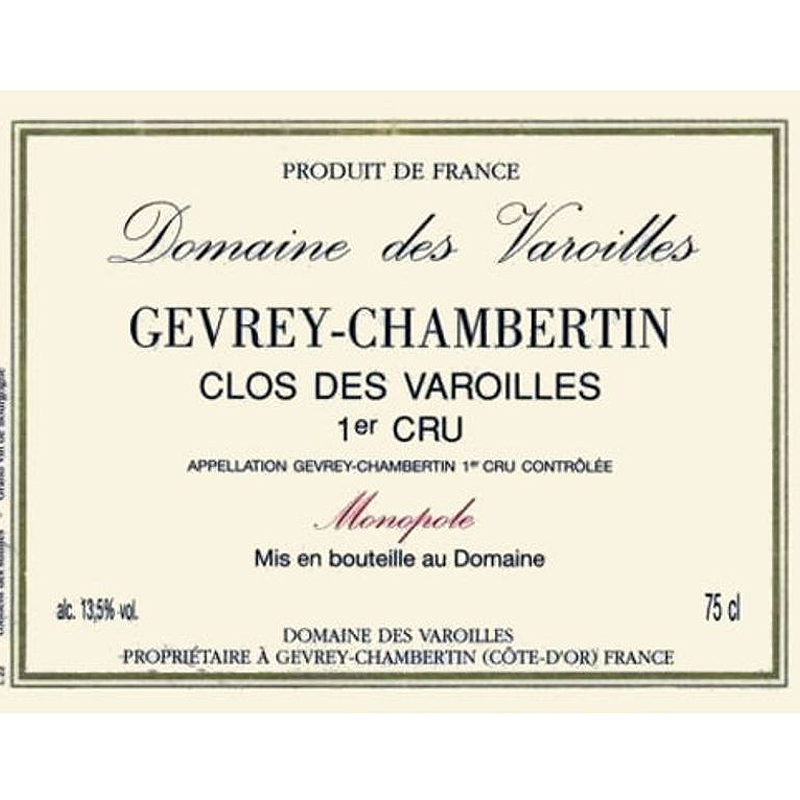 Domaine des Varoilles Gevrey Chambertin 1er Cru Clos des Varoilles 2017 750ml