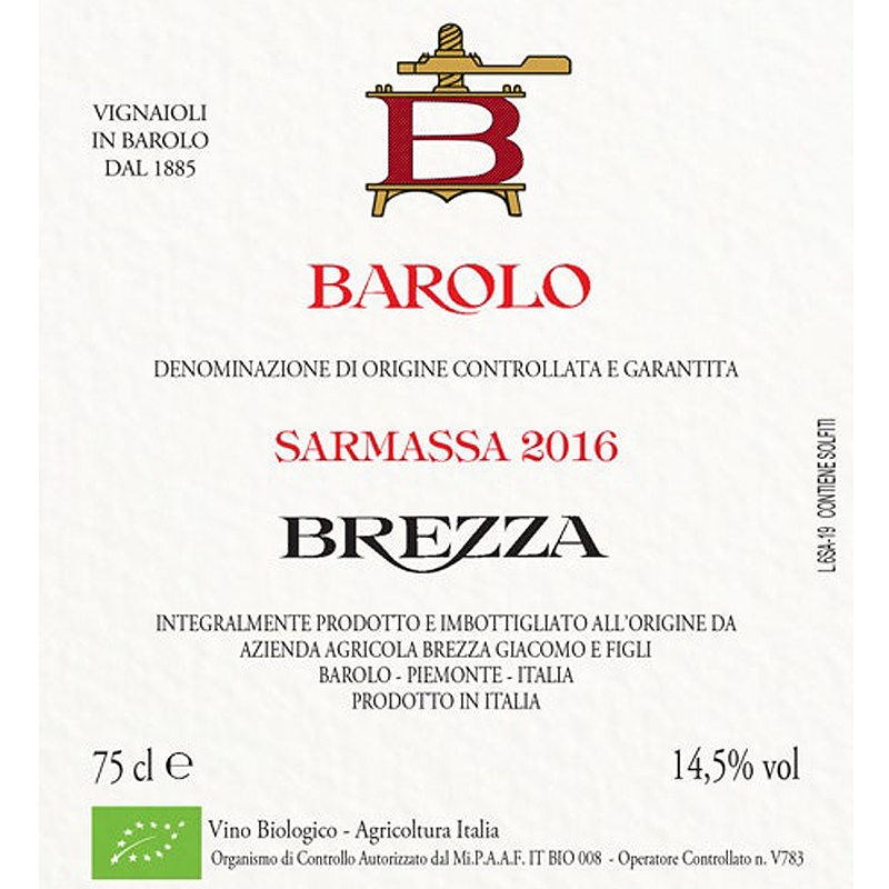 Brezza Barolo Sarmassa 2016 750ml 